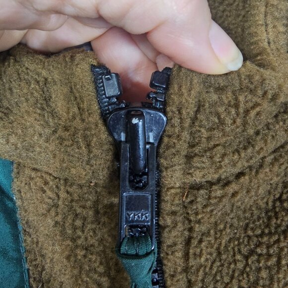 VTG Orvis Fleece Field Jacket XL Green Brown Cargo Shooting Mid Length Outdoor - Picture 9 of 15